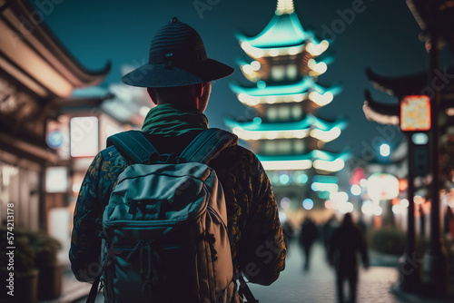 City Adventures at Night: Exploring Asia's Stunning Pagoda Architecture - AI Generative