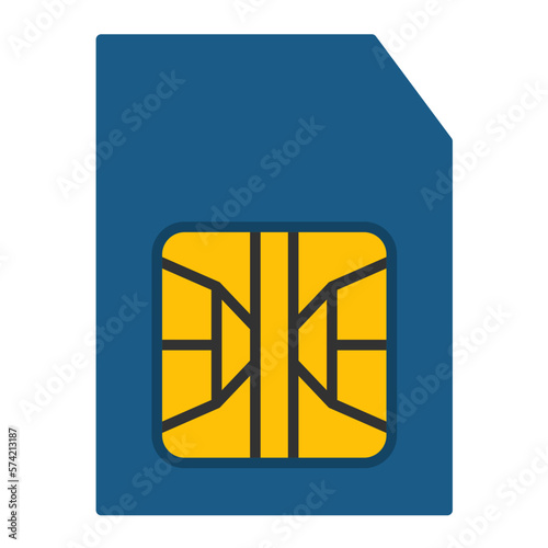 Sim Flat Multicolor Icon