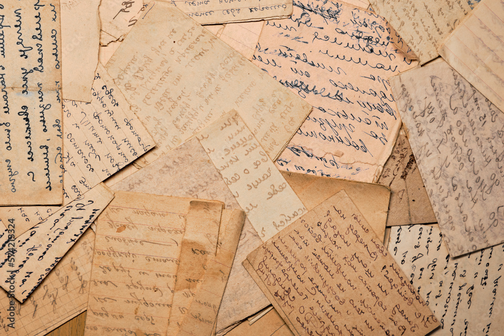 Obraz premium Postal letters written in ink on old paper