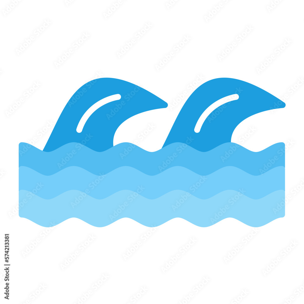 Fototapeta premium Sea Wave Flat Multicolor Icon