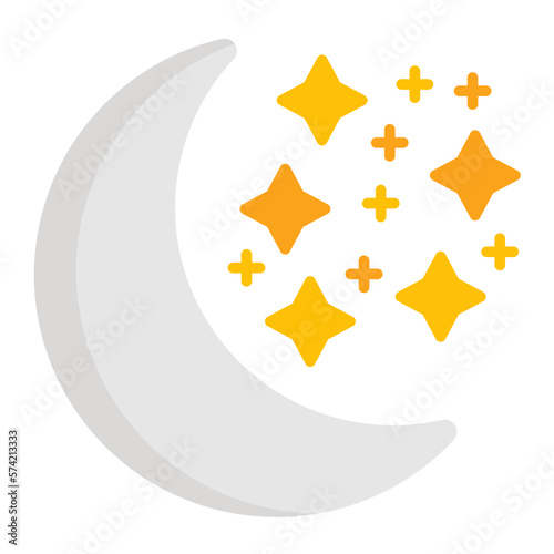 Waxing Moon Flat Multicolor Icon