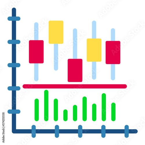 Candlestick Chart Flat Multicolor Icon