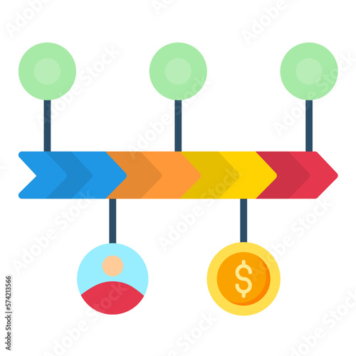 Infographic Timeline Flat Multicolor Icon