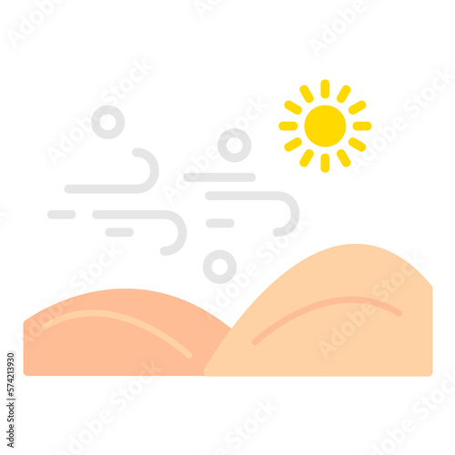 Desert Sandstorm Flat Multicolor Icon