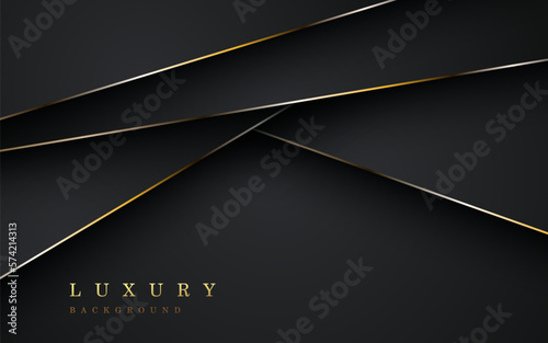luxurious abstract black gold line overlap layers background. eps10 vector