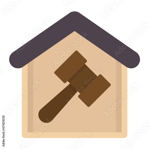 House Auction Flat Multicolor Icon