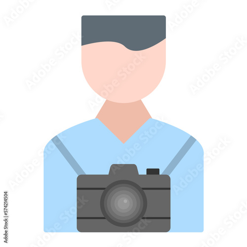 Cameraman Flat Multicolor Icon