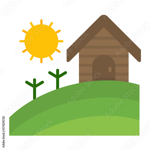 Fields Landscape Flat Multicolor Icon