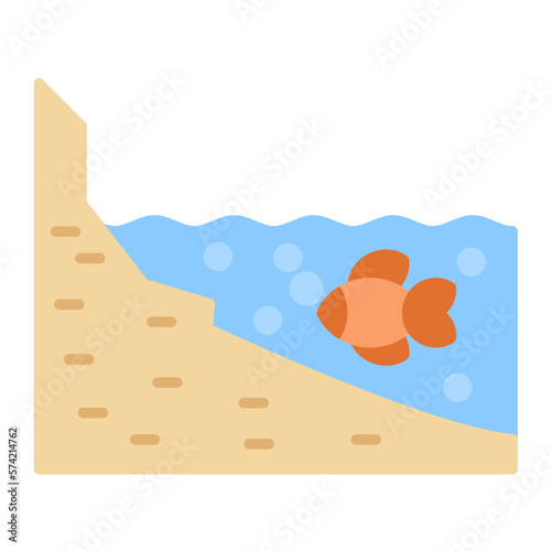 Shore Landscape Flat Multicolor Icon