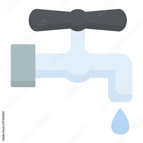 Faucet Flat Multicolor Icon
