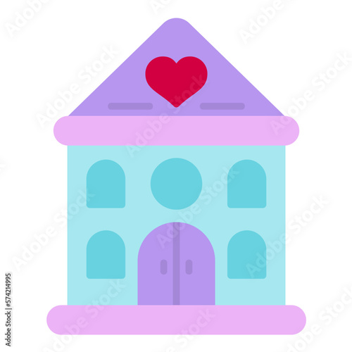 Dolls House Flat Multicolor Icon