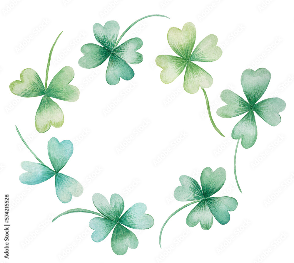 Floral wreath of clover shamrocks leaves on transparent background for St. Patrick's Day Floral wreath of clover shamrocks leaves on transparent background for St. Patrick's Day