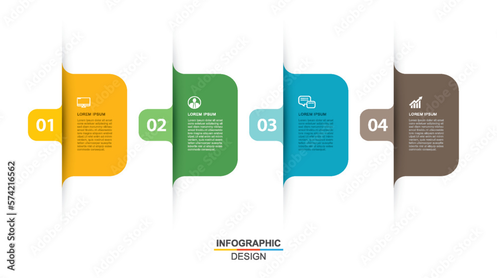 4 data infographics tab paper index template. Vector illustration abstract background. - obrazy, fototapety, plakaty 