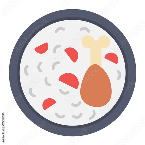 Chicken Rice Flat Multicolor Icon