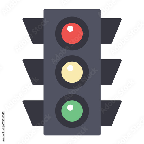 Traffic Light Flat Multicolor Icon