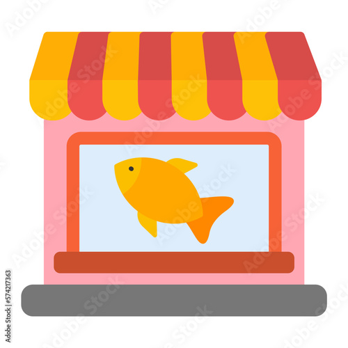 Fish Shop Flat Multicolor Icon