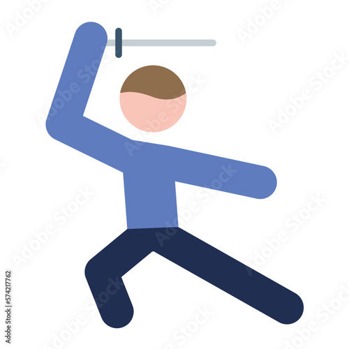 Sword Fighting Flat Multicolor Icon