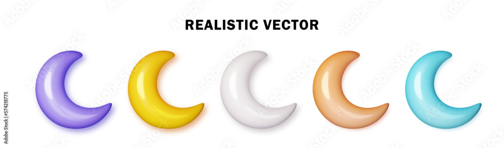 Half month glossy pastel set 3d style isolated PNG. Crescent realistic elements for holiday, celebration banner and poster. Half month glossy pastel set 3d style isolated PNG. Crescent realistic elements for holiday, celebration banner and poster.