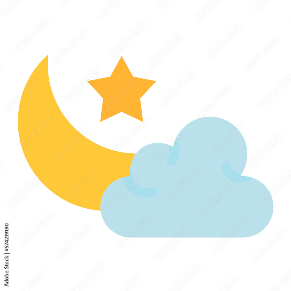 Star And Crescent Moon Flat Multicolor Icon Star And Crescent Moon Flat Multicolor Icon