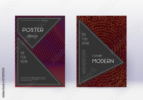 Black cover design template set. Orange abstract l