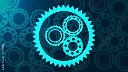 Gear wheel mechanical technology concept background. Mechanical technology machine engineering wireframe template design.