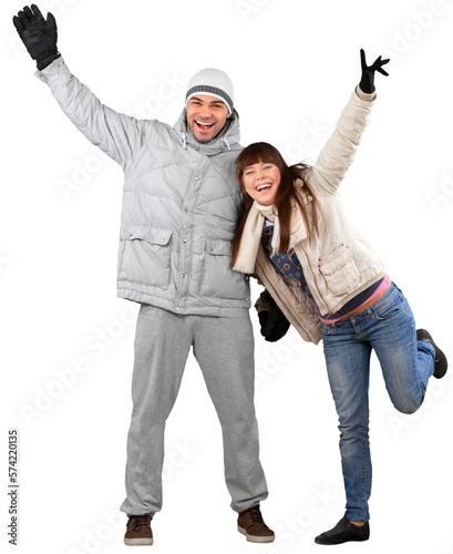 Young beauty couple in winter cloth