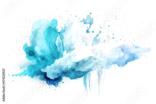 Watercolor Paint Powder Splat Blue White Explosive blob drip splodge spot Mark With an Explosion of Color, Movement and Artistic Flair Illustration Fun, Expressive