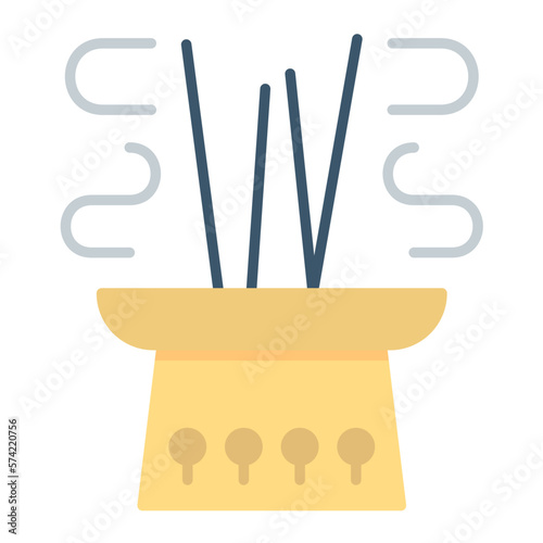 Incense Sticks Flat Multicolor Icon