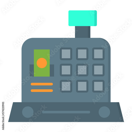 Cashier Machine Flat Multicolor Icon