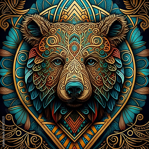 Bear of Celtic art of east totem and west style in psychedelic. Fit for apparel, book cover, poster, print. 