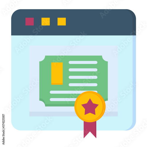 Online Diploma Flat Multicolor Icon