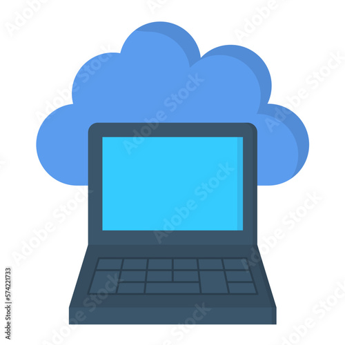 Cloud Laptop Flat Multicolor Icon