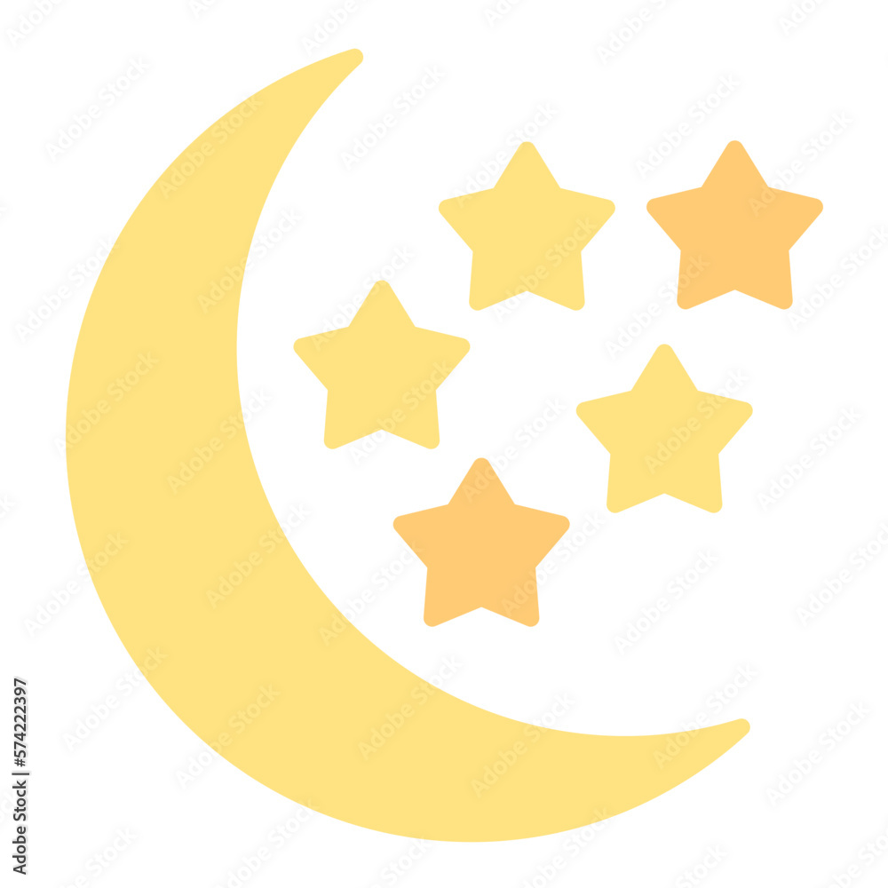 Moon Flat Multicolor Icon
