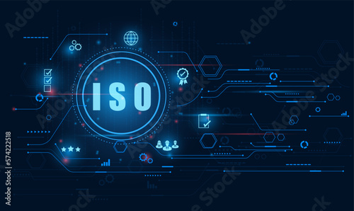 ISO standards quality control assurance warranty business technology concept. ISO banner icon concept vector illustrator. photo
