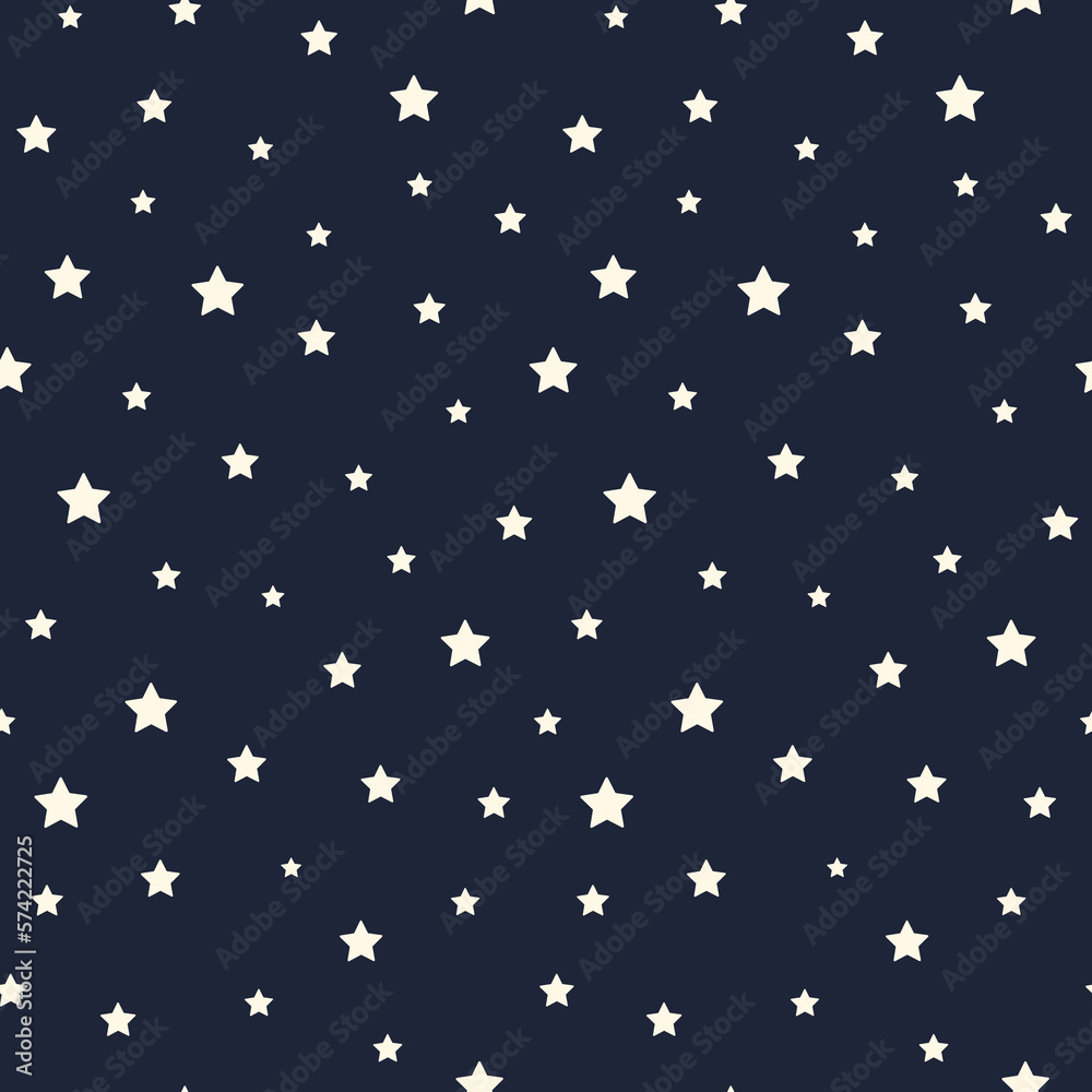 White stars on night sky dark blue background. Abstract vector seamless pattern. Best for textile, print, wrapping paper, package and home decoration. White stars on night sky dark blue background. Abstract vector seamless pattern. Best for textile, print, wrapping paper, package and home decoration.