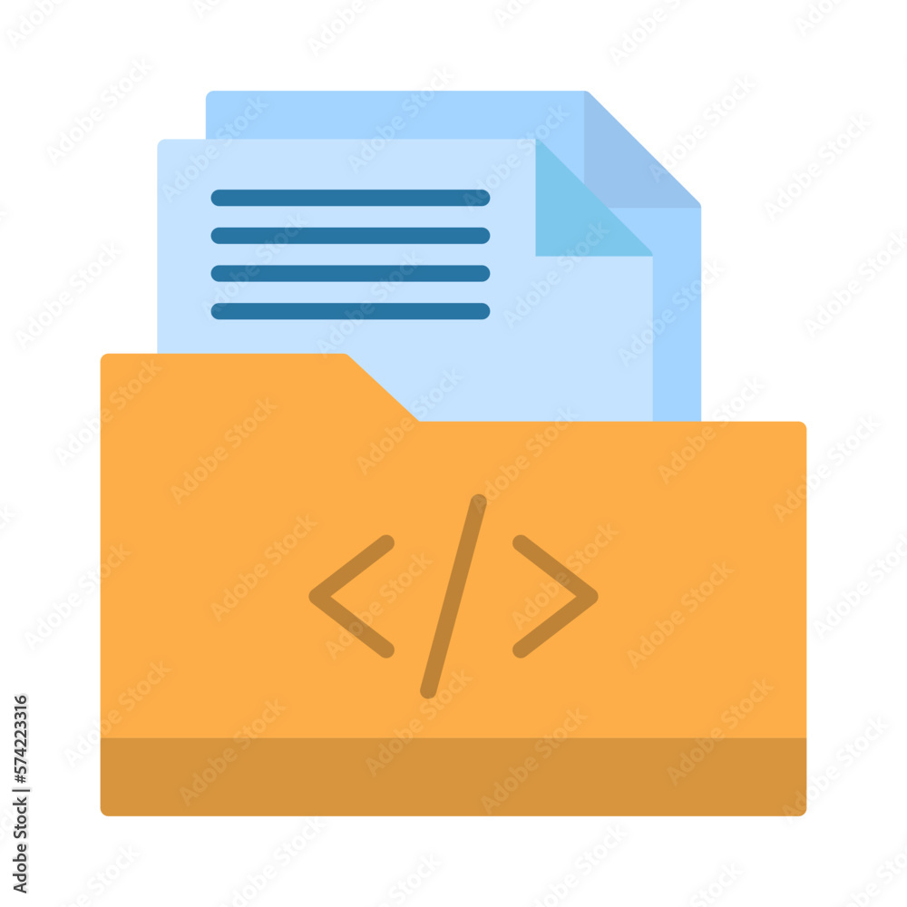 Coding Folder Flat Multicolor Icon Coding Folder Flat Multicolor Icon