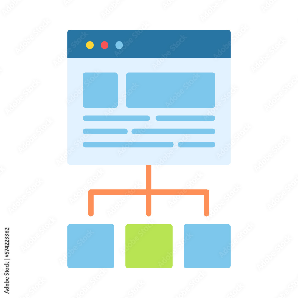Website Structure Flat Multicolor Icon Website Structure Flat Multicolor Icon