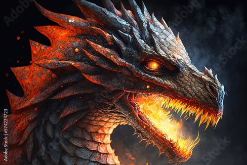 Scales of Fire: The Thunderous Majesty of a Fearsome Dragon Generative AI © pngking