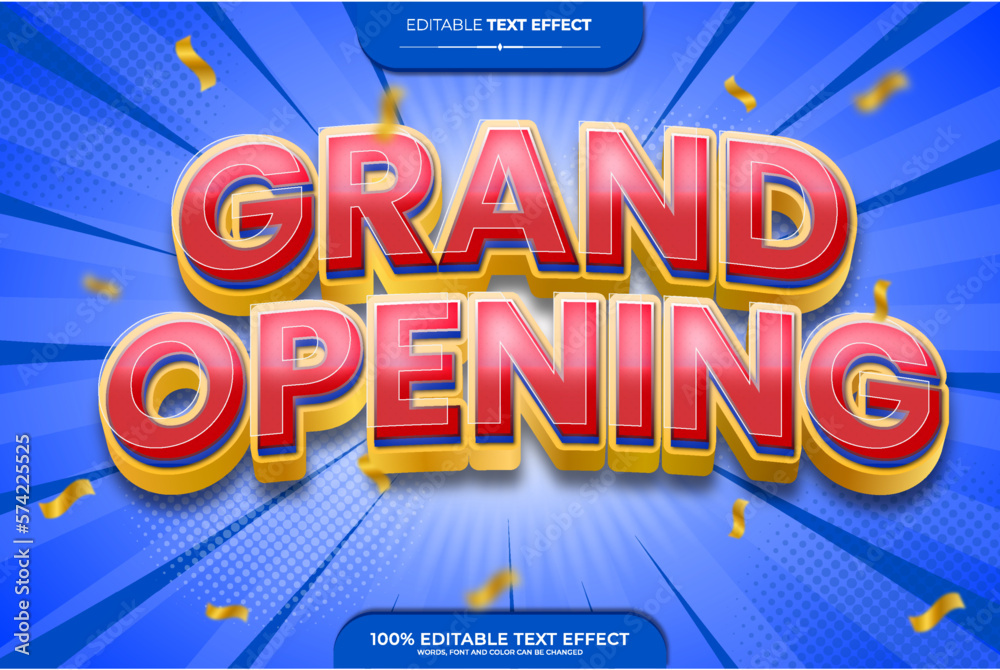 Grand Opening  3D Editable text effect vector illustration