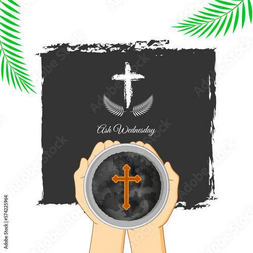 Vector illustration of Ash Wednesday Christian holy day banner
