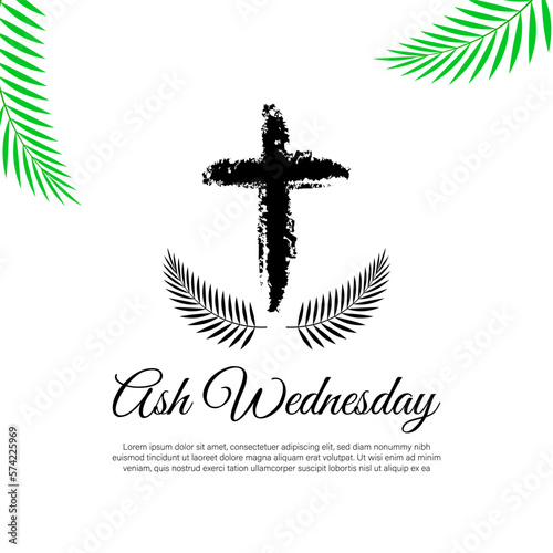 Vector illustration of Ash Wednesday Christian holy day banner