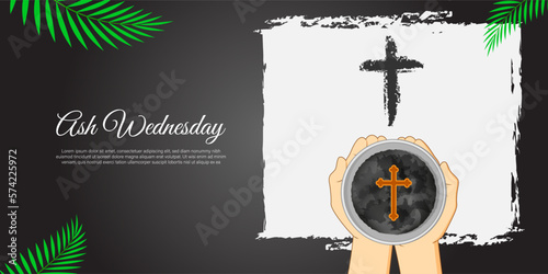 Vector illustration of Ash Wednesday Christian holy day banner