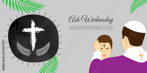Vector illustration of Ash Wednesday Christian holy day banner