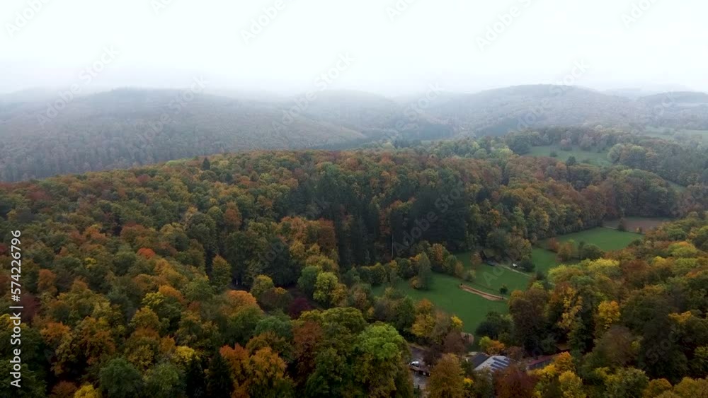 Aerial shot in Germany forest and mountains during autumn. Aerial shot in Germany forest and mountains during autumn.