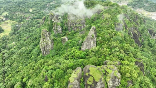 Aerial view of Nglanggeran ancient volcano, Indonesia. photo