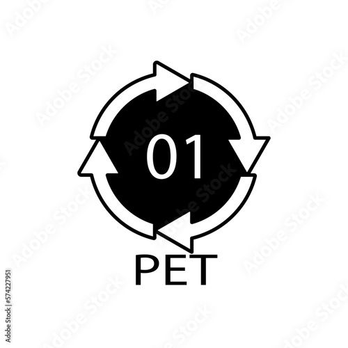 PET 01 recycling code symbol. Plastic recycling vector polyethylene sign.