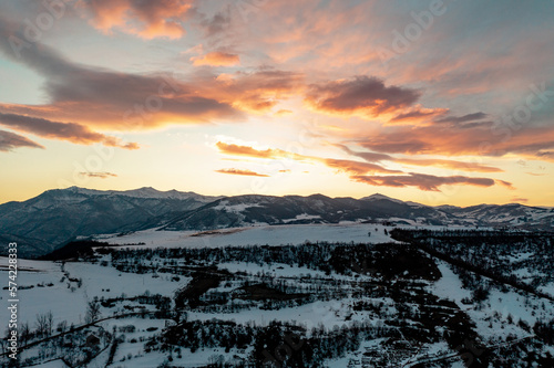 Armenian highlands at sunset. Winter photo