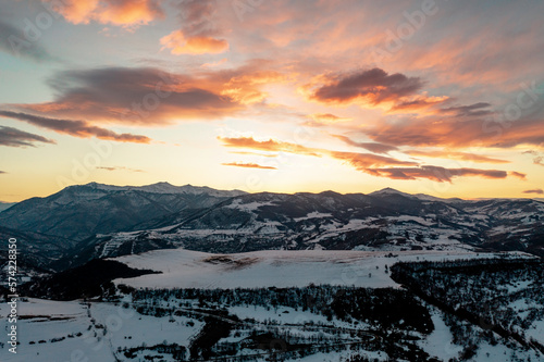 Armenian highlands at sunset. Winter photo