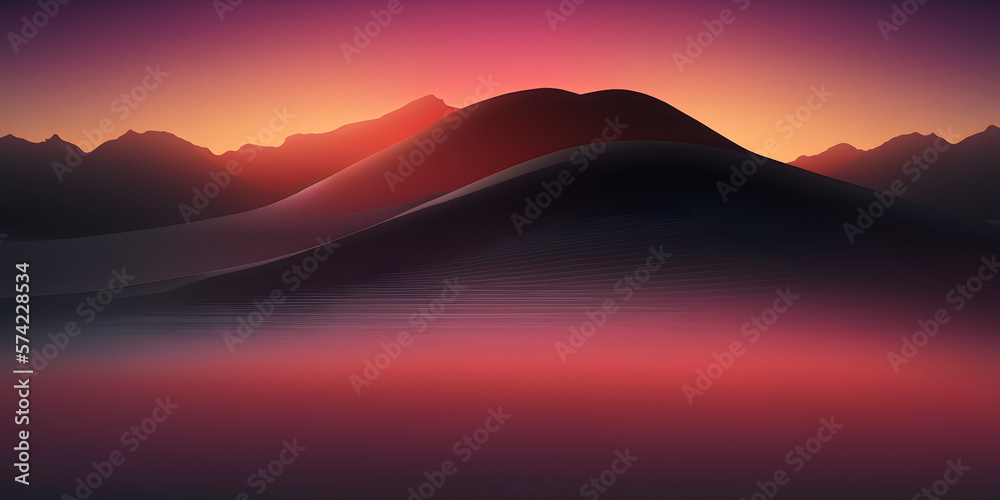 Dark Colorful Mountain Background, Modern Design. Moderate Vibrant Gradient Red colors. Used as banner, presentation or wallpaper - Illustration generativ ai