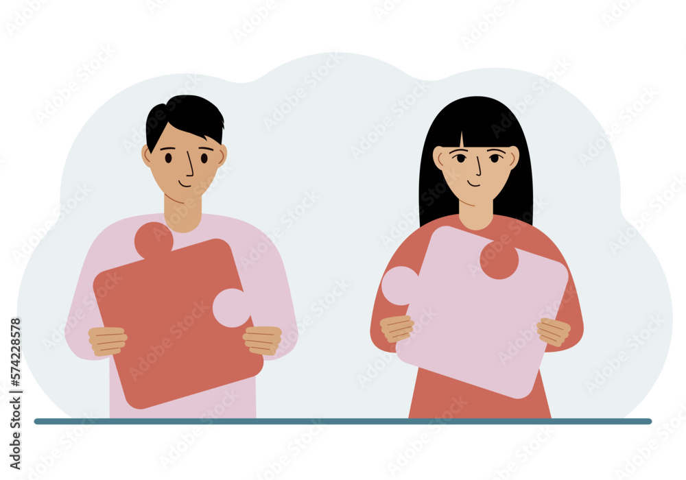 Team metaphor. People putting puzzle pieces together. The concept of teamwork and cooperation. Business concept. Team metaphor. People putting puzzle pieces together. The concept of teamwork and cooperation. Business concept.